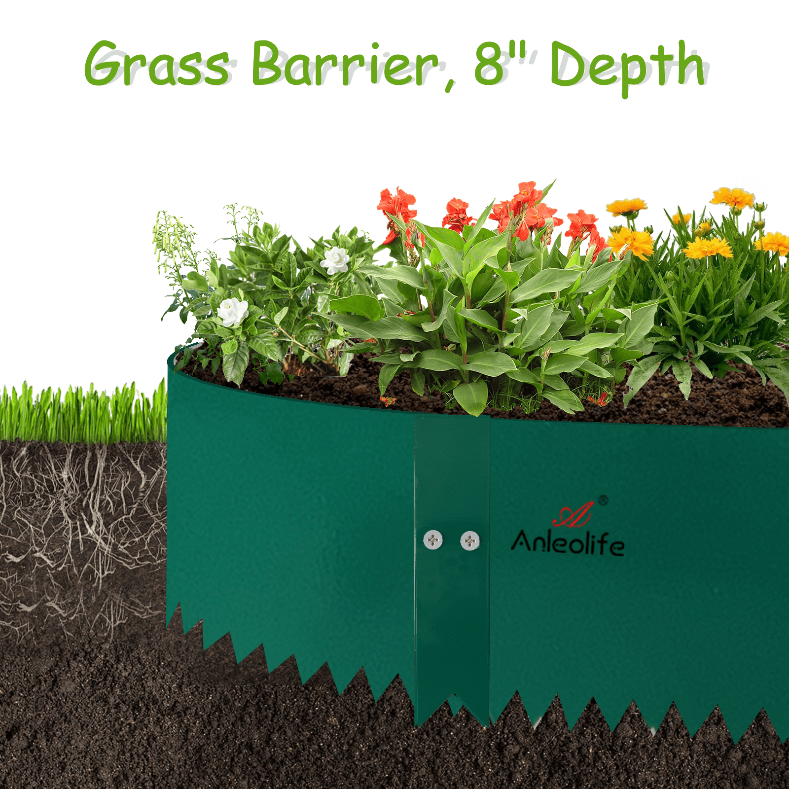 6 Pack Galvanized Steel Garden Landscape Edging, Lawn Border with Gloves and 10 Stakes (20FT Total) (8 inch tall, Green)…