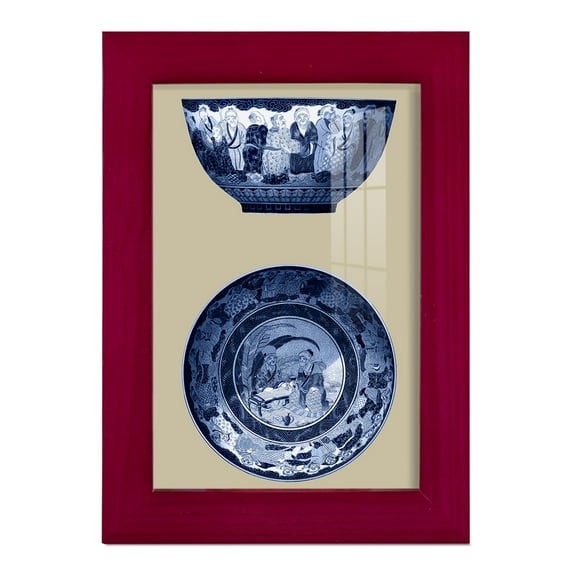 Porcelain in Blue and White II -Framed Print w/glass-Cherry Red