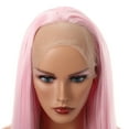 thumbnail image 4 of Unique Bargains Lace Front Wigs for Women 24" Light Pink Long Straight Hair with Wig Cap, 4 of 6