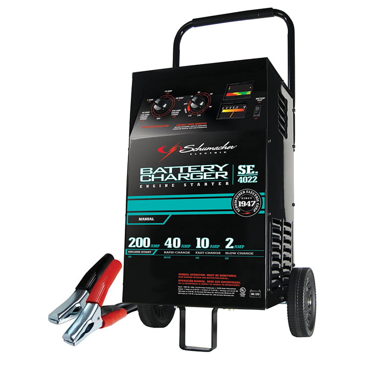 Schumacher SE-4022 2/10/40/200 Amp Manual Wheeled Battery Charger and  Tester 