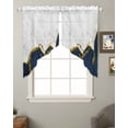 thumbnail image 2 of Navy Blue Gold Marble Swag Valances for Windows, Modern Abstract Marble Crack Texture Rod Pocket Sheer Valances for Windows, Swag Toppers Light Filtering for Kitchen Living Room 2 Panels 36''x36'', 2 of 6
