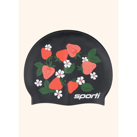 Sporti Strawberry Fields Silicone Swim Cap - Strawberry Fields