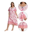 thumbnail image 6 of Baywell Plus Size Nightgows for Women Soft Cotton Casual Print Long Nightdress Short Sleeve U-neck House Dresses Sleepwear,XL-5XL, 6 of 8