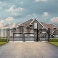 thumbnail image 2 of Aleko  12 ft. Prague Style Steel Swing Dual Driveway with Pedestrian Gate - Black, 2 of 12