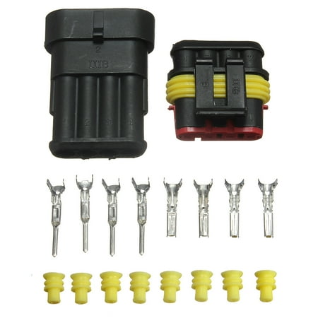 Electrical Wire For Car 4 Pin Way Sealed Waterproof Electrical Wire electricalconnector Auto Connector Plug Set for Car New ()
