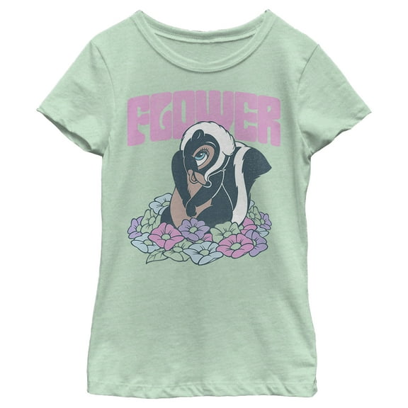 Girl's Bambi Flower Graphic Tee Mint Small