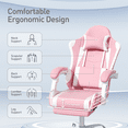 thumbnail image 3 of MoNiBloom Ergonomic Gaming Chair with Footrest, Adjustable Headrest and Lumbar Support for Office and Gaming, High-Back Racing Style Computer Desk Chair, Pink (Wide Seat), 3 of 9