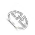 thumbnail image 4 of White CZ Pave Chain Link Criss Cross Ring .925 Sterling Silver Band Jewelry Female Size 5, 4 of 4