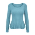 thumbnail image 4 of Horkkom Long Sleeve Shirts for Women Crew Neck Casual Solid Color Tops Trendy Fitted Knit Tops XL, 4 of 4