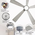 thumbnail image 5 of Sofucor 52" Gray Ceiling Fan with Light, 5 Solid Wood-Grain Blades, Quiet DC Motor, 36V 18W Dimmable LED, 6-Speed Remote Control, Reversible, Timer for Living Room Bedroom, 5 of 16