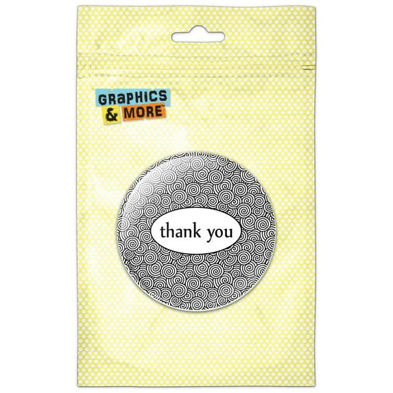 Thank You Swirls Black Refrigerator Button Magnet
