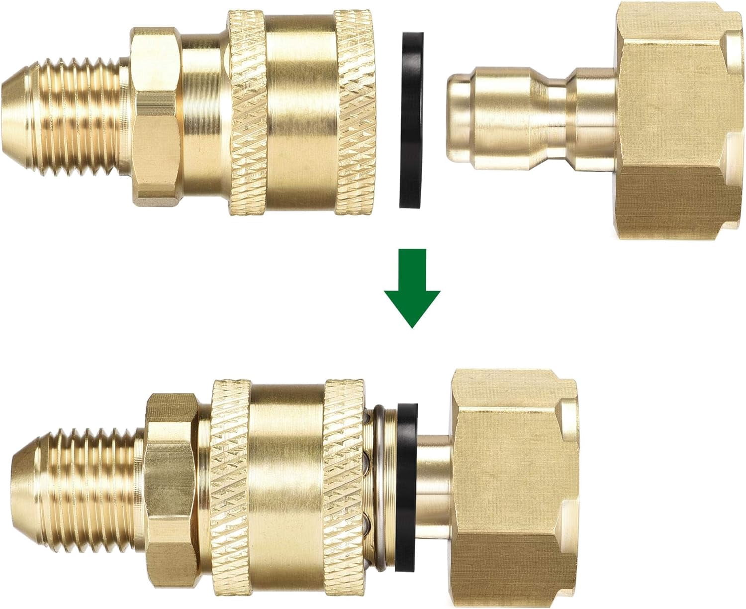 MKEUDQ-Garden Hose Brass Quick Connect Set Fittings M14x1.5 Male & M22 Female Thread Water Hose Connectors Pressure Washer Adapters, 2 Sets
