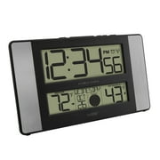 La Crosse Technology Atomic Digital Clock with Temperature and Moon Phase, Aluminum finish, 513-1417AL