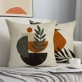thumbnail image 5 of Juego de 4 fundas de almohada decorativas con hojas de olivo y plantas al atardecer abstractas, decoración de funda de almohada con línea geométrica bohemia, 18x18, 5 of 5