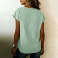thumbnail image 6 of Womens Casual Wrap V-Neck Linen T-Shirt, Short Sleeve Loose Fitting Summer Blouse Tops Green L, 6 of 6