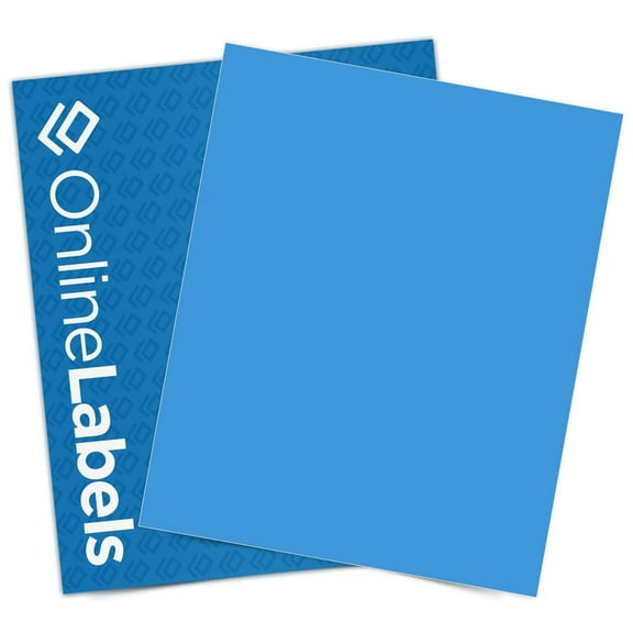 Yellow Sticker Paper, 8.5 x 11 Full Sheet Label, 100 Sheet Pack, Inkjet or Laser Printer, Online Labels (Color: Blue)