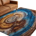 Abstract Tree Rug Tree Slices Area Rugs 5x7ft Abstract Rustic Blue Brown Overlapping ...