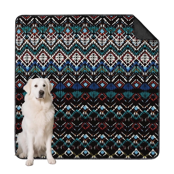 Extra Large Washable 72x72 Dog Pad, Boho Style Reusable Potty Mat with Non-Slip Bottom, for Puppy Crate Mats and Indoor Floor Protection