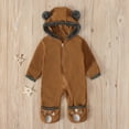 thumbnail image 2 of Zshosam Newborn Outfits Baby Girl Baby Plush Long Sleeve Fleece Jumpsuit Baby Fleece Hooded Jumpsuit Infant Winter Outfit Size 3 6 Months,(Coffee 3-6 Months), 2 of 9