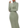 thumbnail image 5 of Women's Dresses Summer Maxi Plus Size Summer Solid Color Sexy Round Neck Tight Fitting Hip Hugging Dress Long Sleeved Round Neck And Ankle Dress, 5 of 5