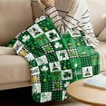 thumbnail image 3 of Yibo St Patrick Plaid Green Shamrock Blanket Flannel Soft and Comfortable Anti-static Bed Sofa Blanket, 3 of 7