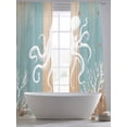 thumbnail image 4 of Coastal Octopus Sheer Curtains 84 Inch Length 2 Panels Set, Summer Coral Ocean Vintage Wood Voile Window Treatment Rod Pocket Curtains Sheers Drapes for Bedroom/Living Room/Kitchen 52"x84"x2, 4 of 7