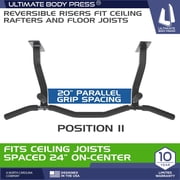 Ultimate Body Press Ceiling Mount Pull Up Bar With Reverse Risers - 300 lb Capacity