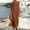 Brown, variant on Women's Half Button V Neck 3/4 Sleeve Maxi Dress, Solid Loose Straight Style, Breathable Weave For Simple Outings Brown S