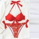 thumbnail image 2 of Traje de Baño de Tres Piezas para las Mujeres de Moda Casual Corbata Sexy Cintura Alta Cristal Beach Bikini Set, Poliéster, 2 of 9