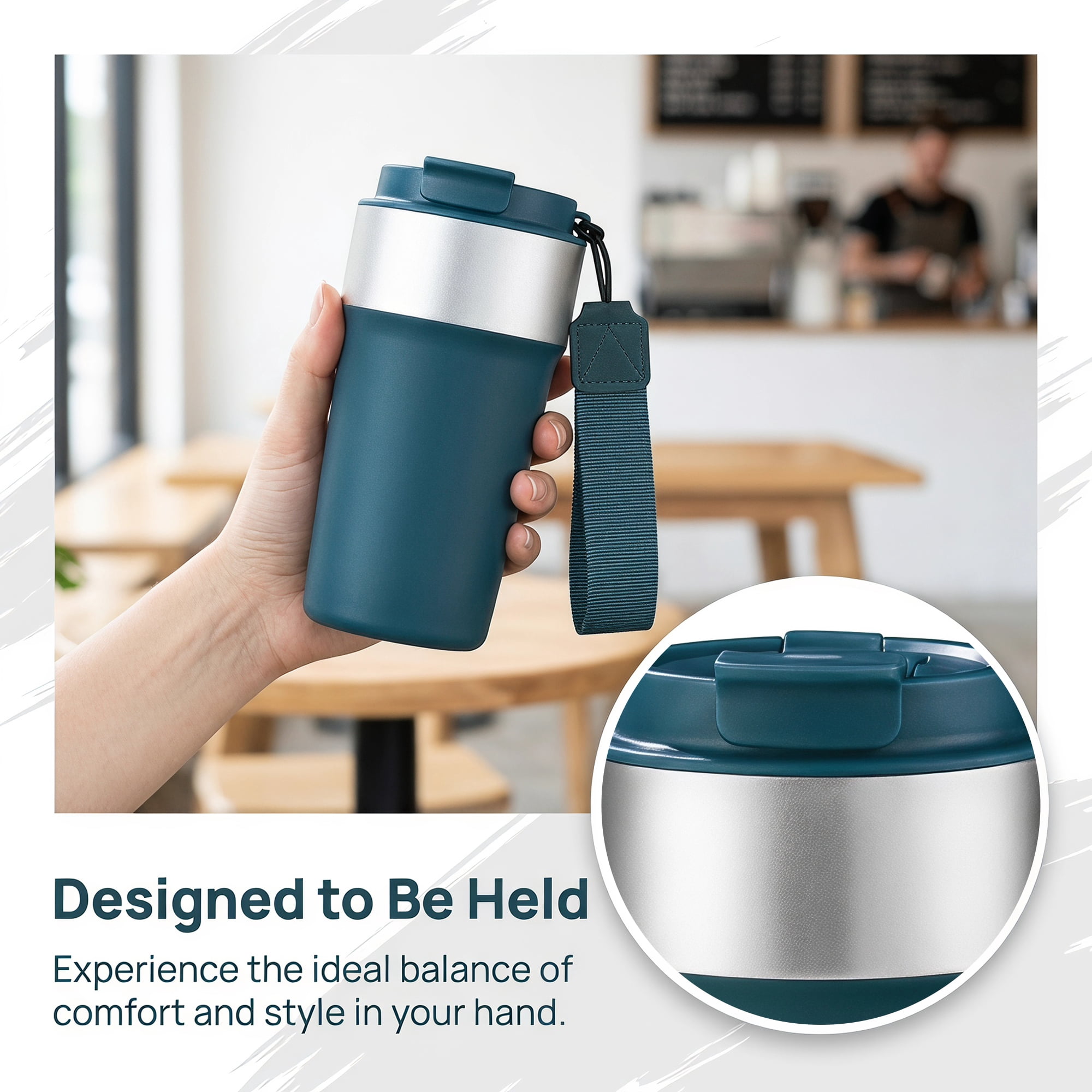 Unique Bargains 17oz Stainless Steel Insulated Water Bottle with Lid Straw Tumbler Blue