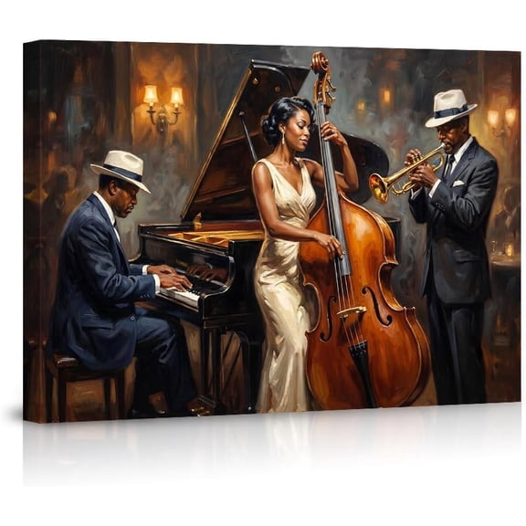 Vintage Jazz Band Wall Art African American Music Poster Canvas Room Decor