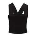 thumbnail image 4 of Baberdicy Knit Wide Strap Vacation Top - Women's Summer Beachy Casual Camisole, Breezy Loose Fit Y2K Style Crochet Tank (Black | M), 4 of 9