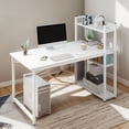 thumbnail image 1 of Escritorio para Computadora con Repisas de Librero, Escritorios Gamer Minimalista Moderno, Mesa de Trabajo Madera, Ideal para Sala Hogar Oficina Estudio Recamara (Blanco), 1 of 4