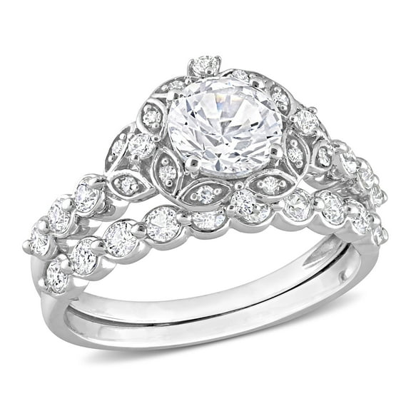 Everly Women's Created Sapphire 10k White Gold Bridal Set