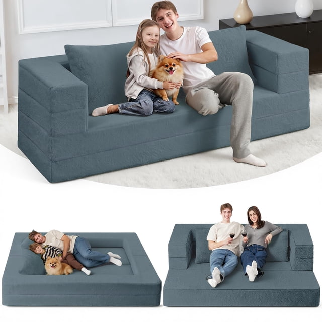 Sofá cama futón convertible 3 en 1 Cansunna con cojín