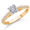 thumbnail image 2 of Gem Stone King 10K Yellow Gold 5MM Cushion Cut White Lab Grown Diamond Engagement Ring for Women | 0.94 Cttw | DEF Color | VVS-VS Clarity | Available in Size 5, 6, 7, 8, 9, 2 of 4
