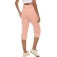 thumbnail image 4 of Tnhcen Women's Plus Size 4XL-5XL Low-Rise Slim-Fit Capri Pants · Casual Drawstring Waist Ankle Pants · Stretch Gabardine Solid Color Button-Pocket Seven-Inch Trousers, 4 of 9