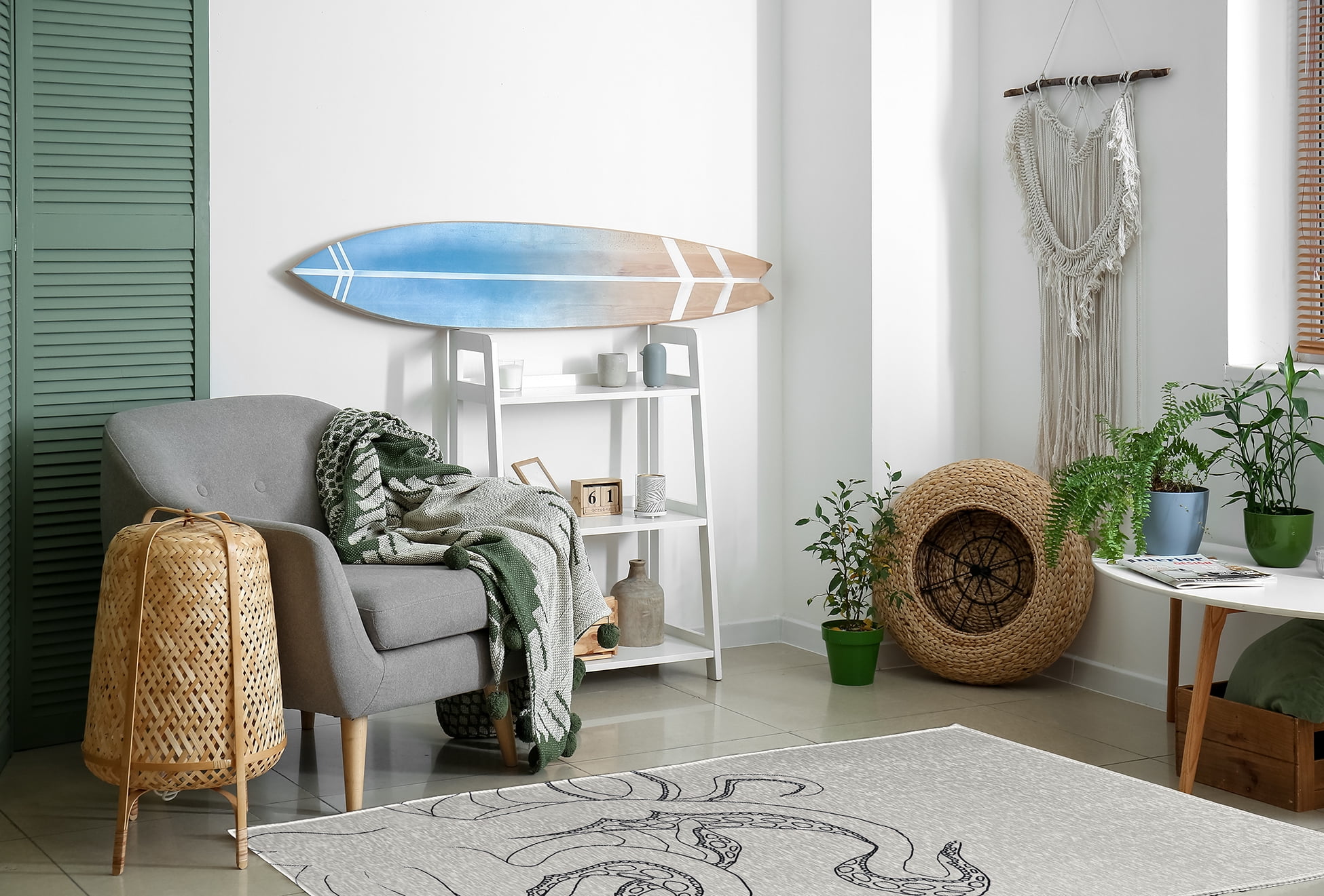 Simply Daisy 4' x 6' Gus Nautical Chenille Rug, White