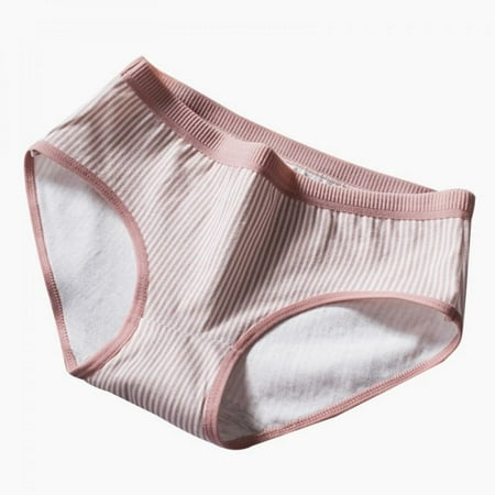 

Women Panies Striped Girl Cute Japanese Mid-rise Waist Briefs Large Size Cotton Lingerie Underwear