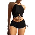 thumbnail image 1 of Birdeem Women Solid Color Split Body Sexy Backless Bikini Swimsuit Set, 1 of 1