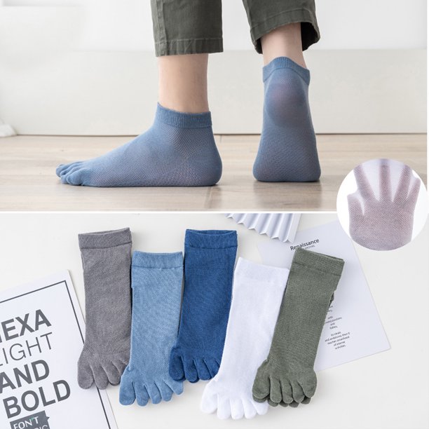 Calcetines de cinco dedos, calcetines de algodón para los dedos, calcetines cortos de tubo de cuatro estaciones para hombre, calcetines de cintura baja con cinco dedos, absorbentes del