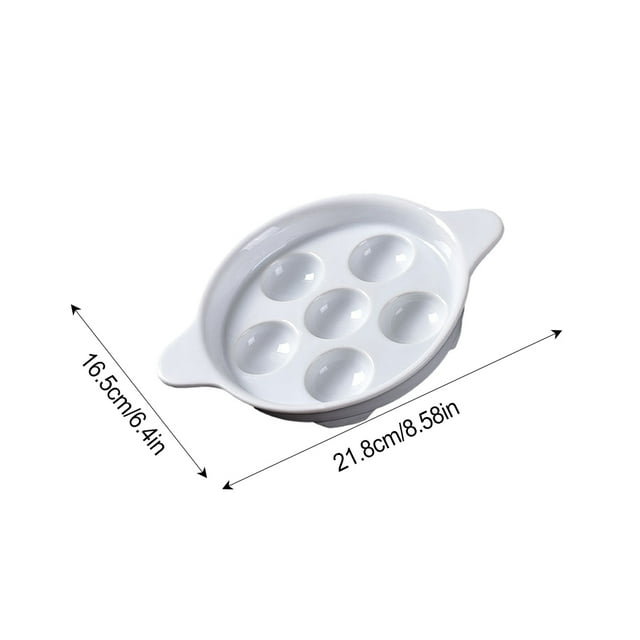 Becaristey Compact And Lightweight Ceramic Escargot Plates White Escargot Baking Dish Seafood Snail Dish
