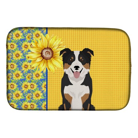

Summer Sunflowers Tricolor Border Collie Dish Drying Mat 14 in x 21 in