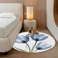 thumbnail image 2 of Blue Tulip Round Area&nbsp;Rug 6ft Flower Farmhouse Non-Slip&nbsp;Washable Circle Rugs Soft Felt Indoor Floor Mat for Bedroom Kitchen Living Room Bathroom, 2 of 9
