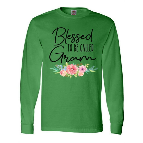 Inktastic Blessed to Be Called Gram with Beautiful Pastel Flowers Long Sleeve T-Shirt