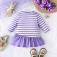 thumbnail image 4 of GYRATEDREAM Infant Baby Girl Cute Dress Toddler Long Sleeve Stripe Animal Print Shirt Dress Birthday Party Holiday Dress Spring Fall Clothes for 6M-3T Lilac, 4 of 8