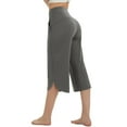 thumbnail image 3 of Women's Summer Yoga Pants - High Waist Wide Leg Workout Capris with Pockets, Grey Summer for Women Casual Wide Leg Yoga Pants Loose Pants High Waisted Workout Pants with Pockets, 3 of 5