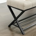 thumbnail image 5 of Dycanpo 44.5" End of Bed Bench,Tufted Upholstered Bench with Shoe Shelf, Linen Color, 5 of 11