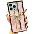 thumbnail image 1 of Funda compatible con iPhone de 16 a 6,1 pulgadas con purpurina de lujo, diseño de mariposa, plegable, con soporte, suave, con efecto espejo de policarbonato, antideslizante, para mujeres y niñas, 1 of 6