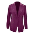 thumbnail image 4 of XFLWAM Women's Corduroy Elegant Work Blazers Jackets Retro Open Front Cardigan Plus Size Long Sleeve Business Coat Purple S, 4 of 5